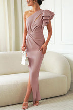 Off-Shoulder Midi-Kleid mit Schlitz