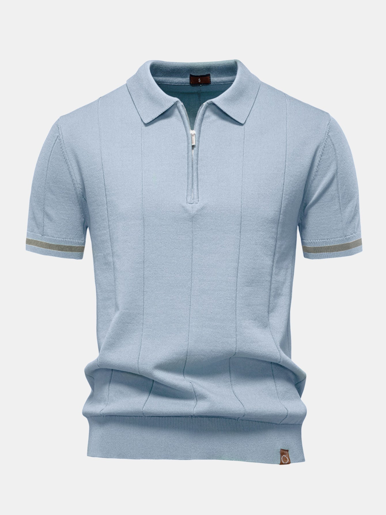 Contrast Trim Rits Gebreid Polo Shirt