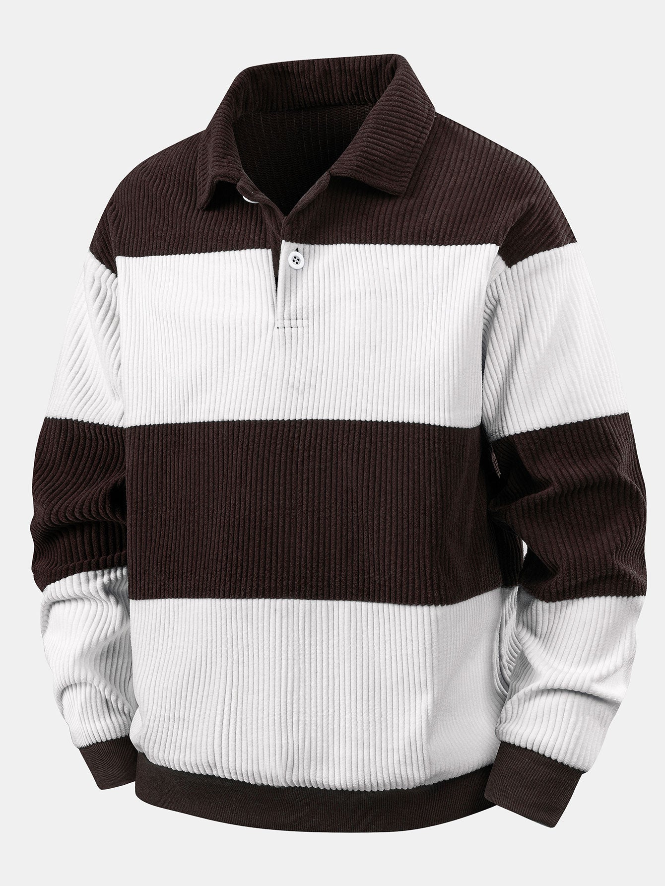 Contrast Corduroy Polo Sweatshirt