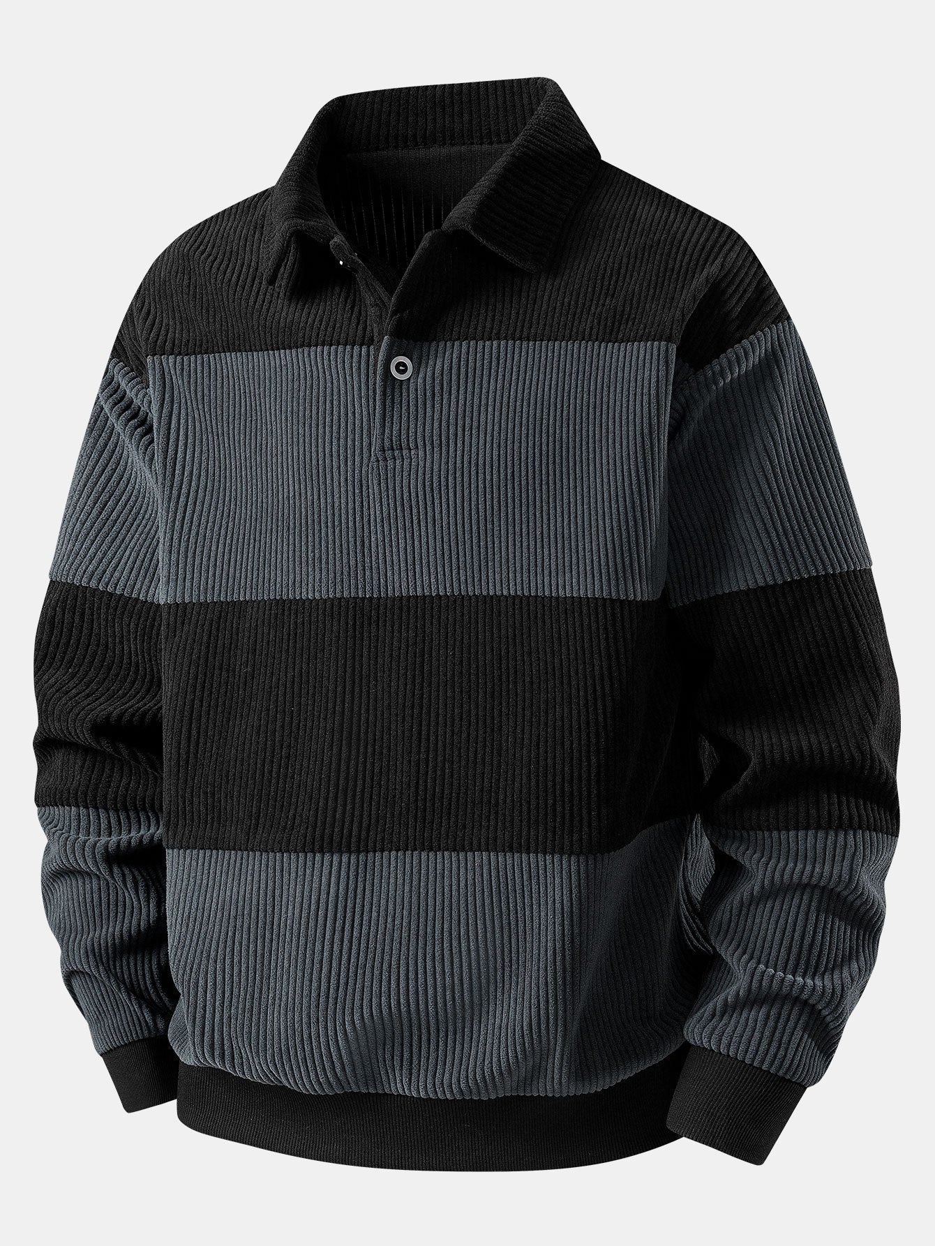 Contrast Corduroy Polo Sweatshirt