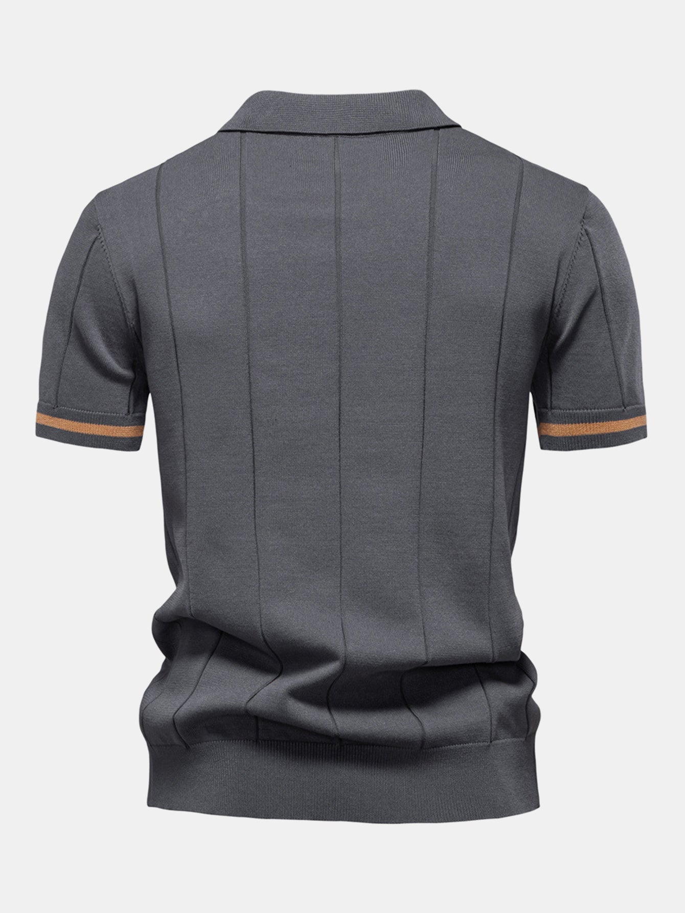 Contrast Trim Rits Gebreid Polo Shirt