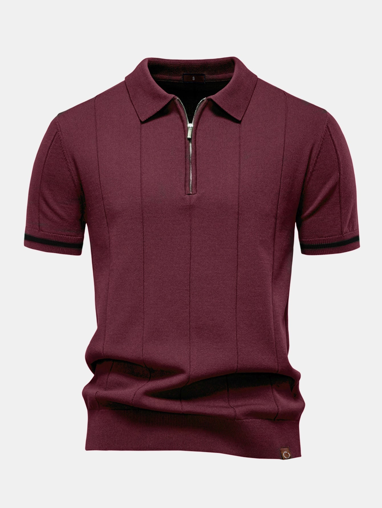 Contrast Trim Rits Gebreid Polo Shirt