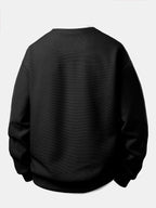 2 In 1 Waffle Notched Collar Sweatshirt