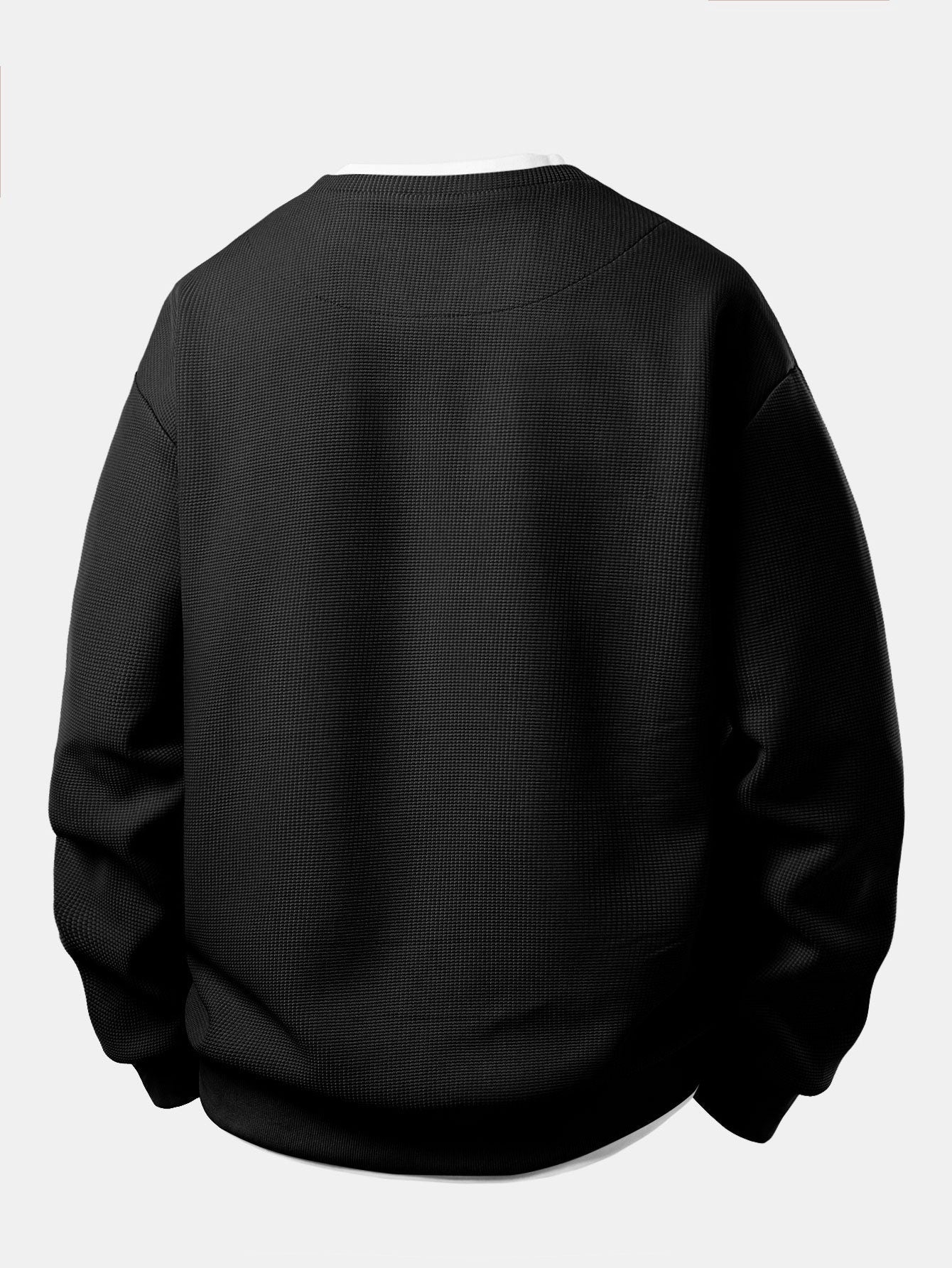 2 In 1 Waffle Notched Collar Sweatshirt