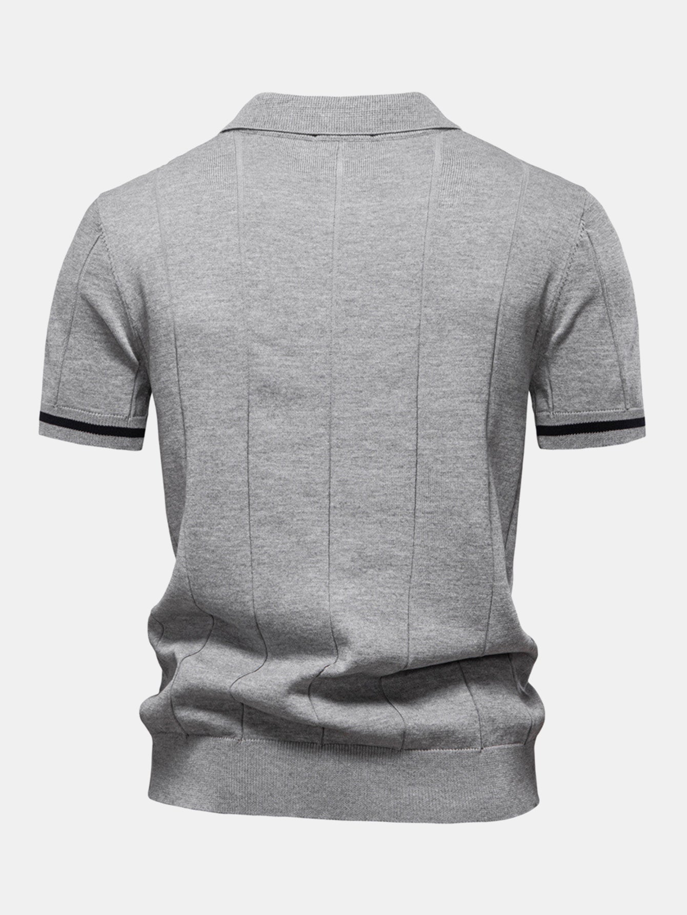 Contrast Trim Rits Gebreid Polo Shirt