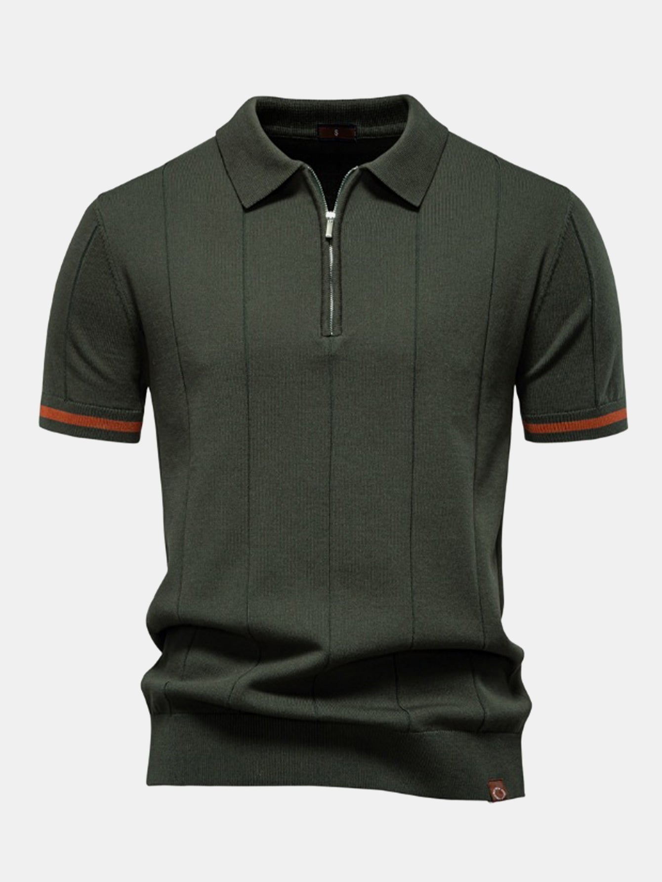 Contrast Trim Rits Gebreid Polo Shirt