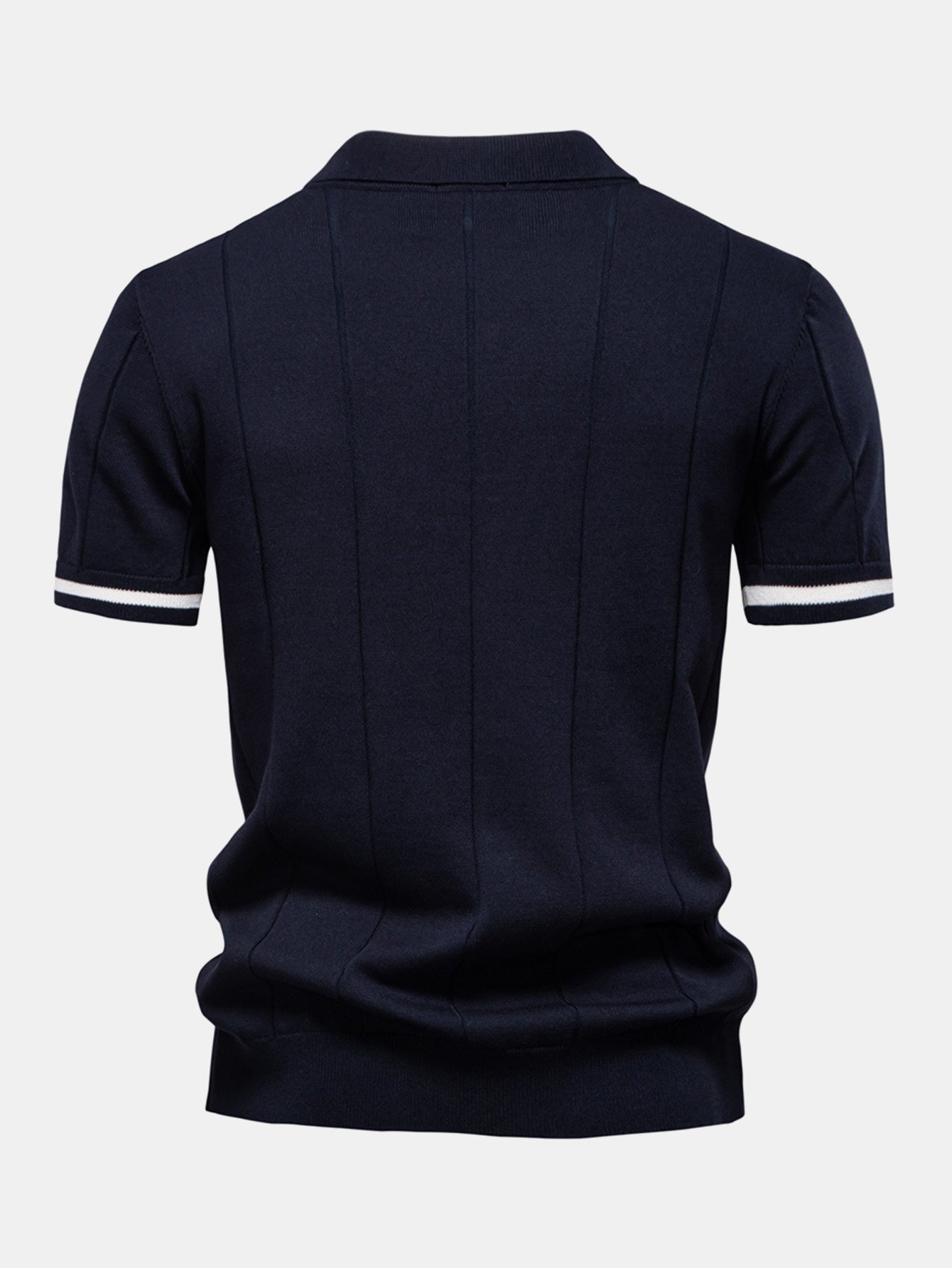 Contrast Trim Rits Gebreid Polo Shirt