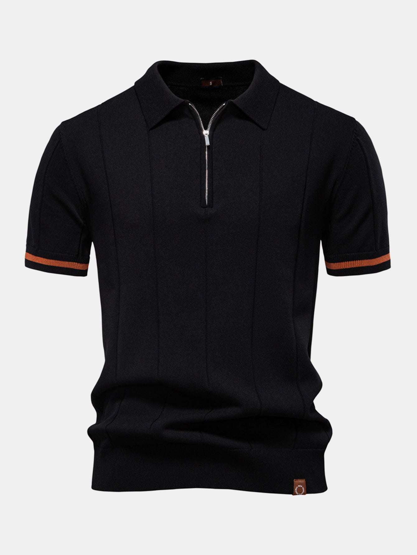 Contrast Trim Rits Gebreid Polo Shirt