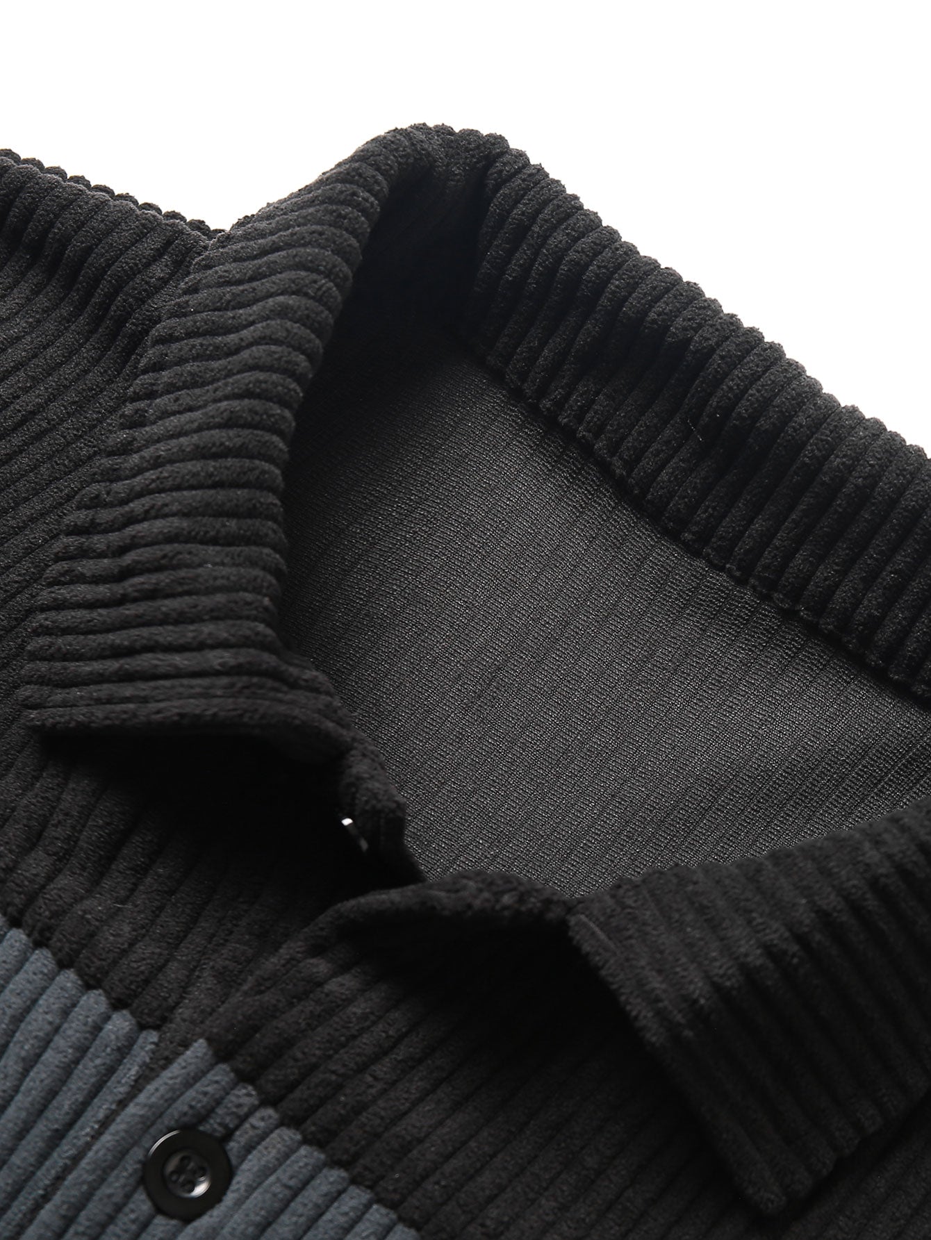 Contrast Corduroy Polo Sweatshirt