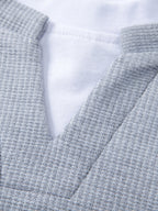 2 In 1 Waffle Notched Collar Sweatshirt