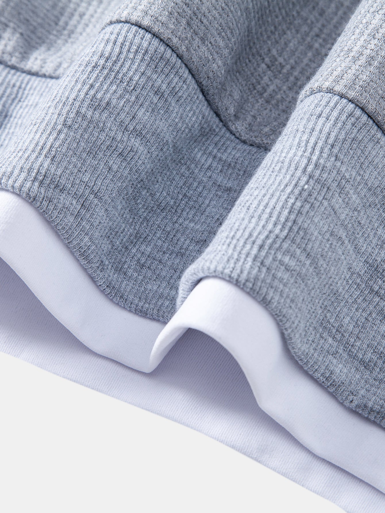 2 In 1 Waffle Notched Collar Sweatshirt